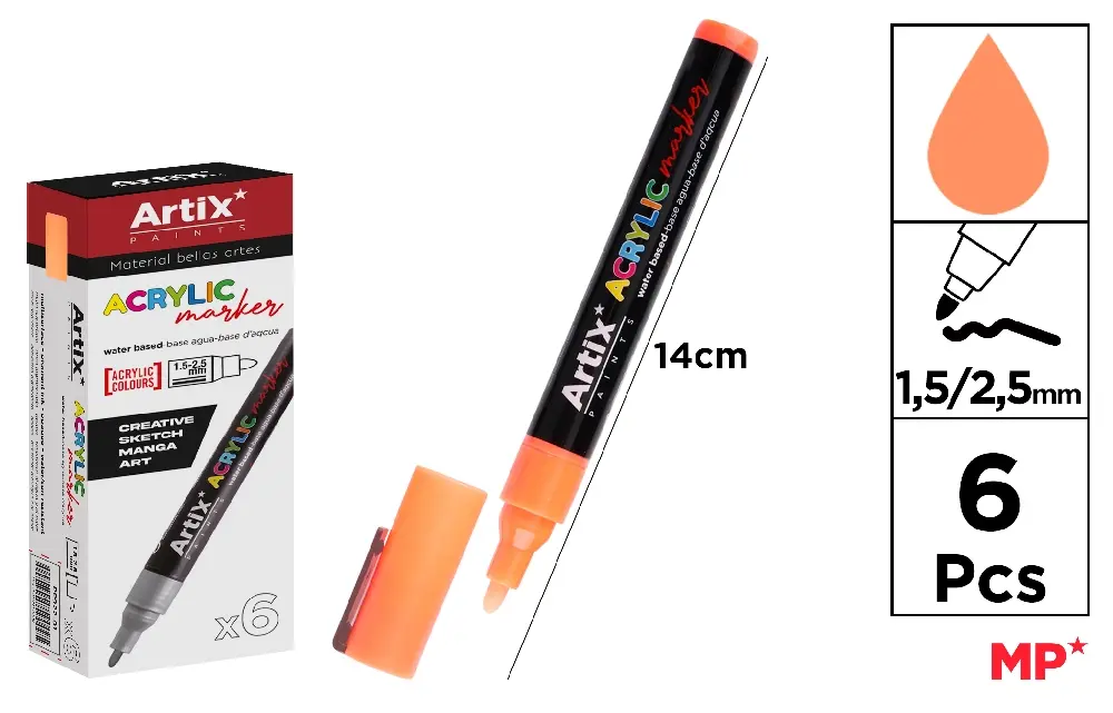 DARK ORANGE ACRYLIC MARKER.