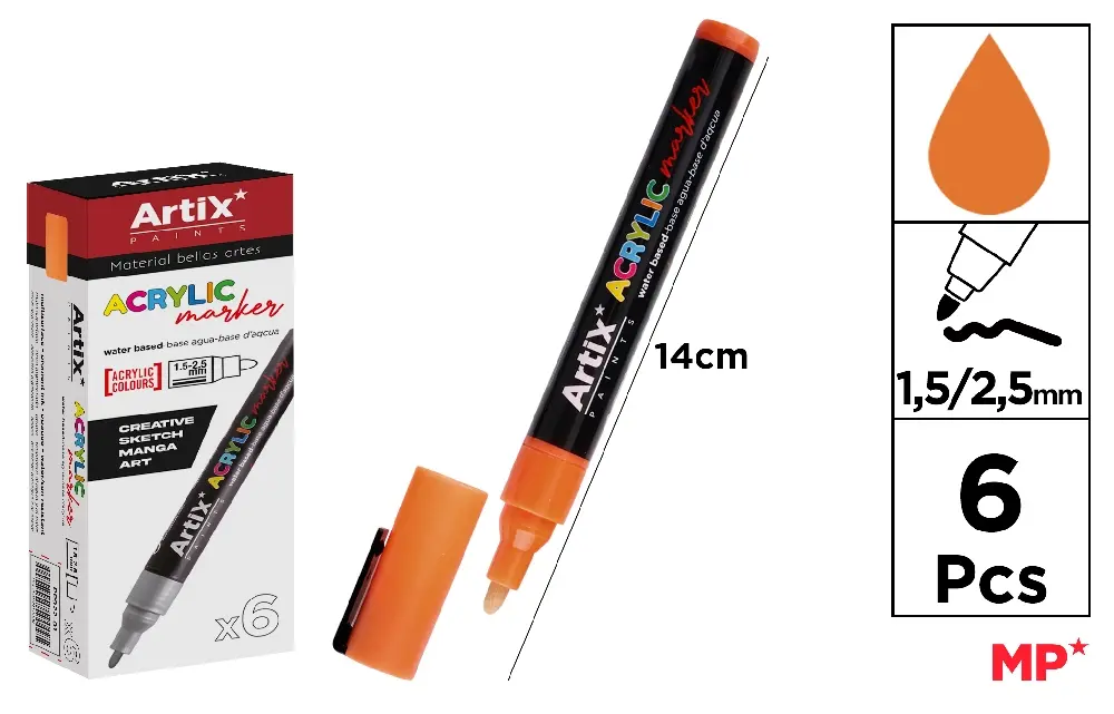 ORANGE ACRYLIC MARKER.