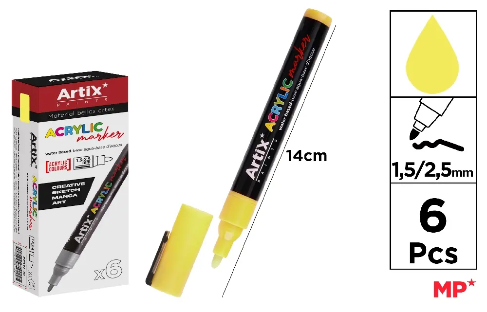 YELLOW ACRYLIC MARKER.