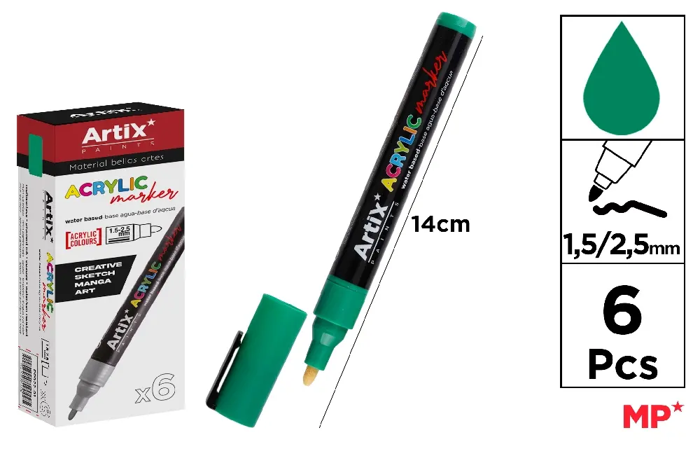 GREEN ACRYLIC MARKER.
