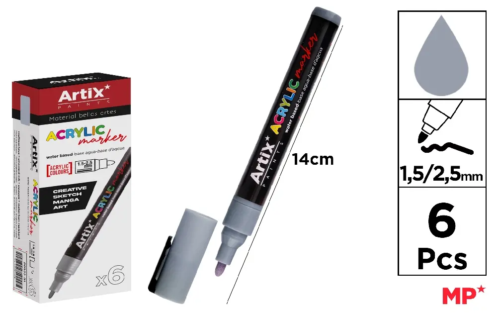 GREY ACRYLIC MARKER.