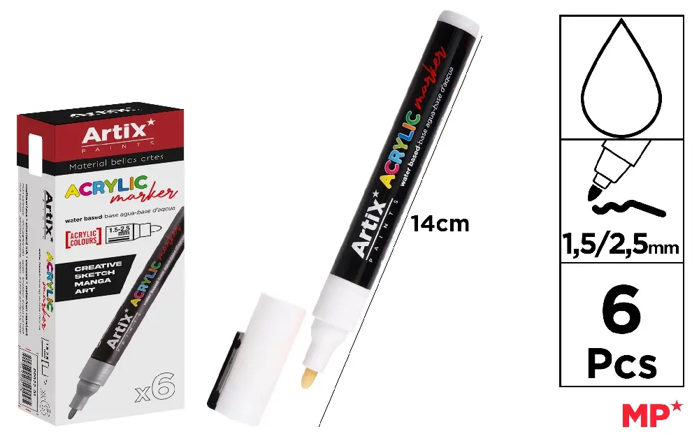 WHITE ACRYLIC MARKER.