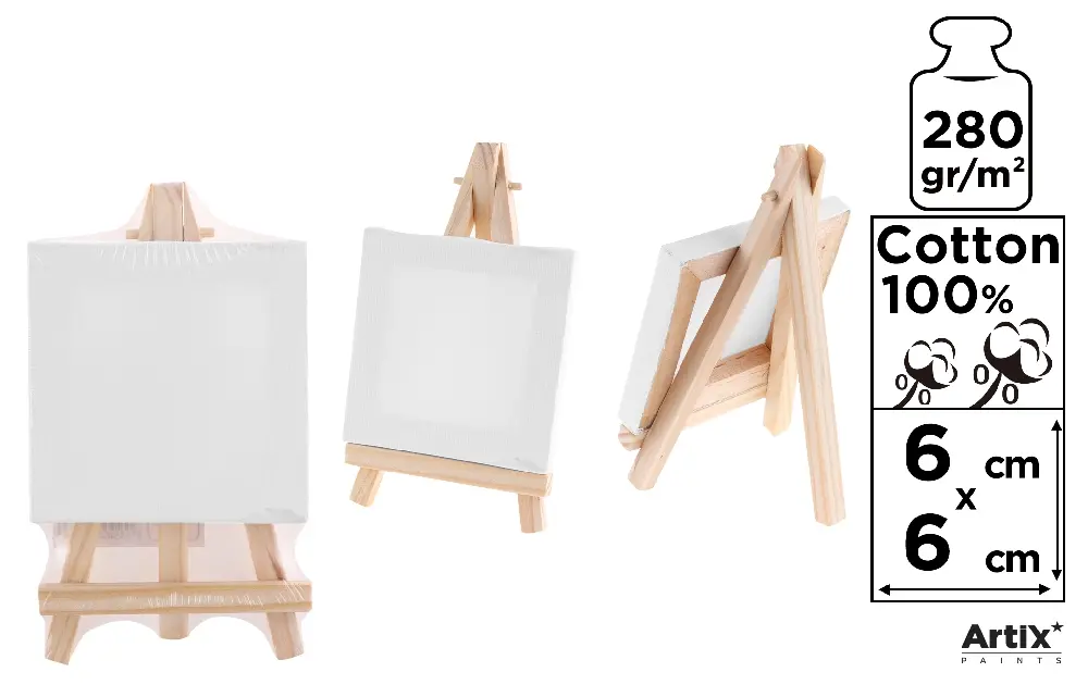 MINI CANVAS WITH EASEL 6 x 6 cm 280 g