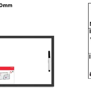 MAGNETIC WHITEBOARD BLACK FRAME 40 x 30