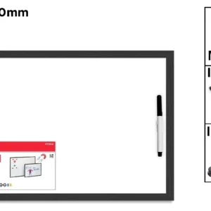 BLACK FRAME MAGNETIC WHITEBOARD 90 x 60.
