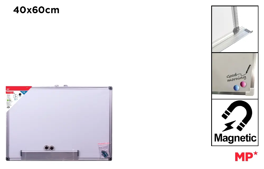 WHITEBOARD ALUMINUM FRAME 40 x 60 cm
