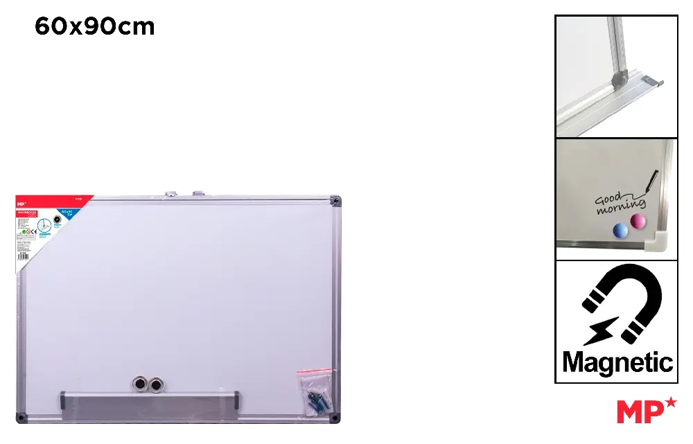 WHITEBOARD ALUMINUM FRAME 60 x 90 cm